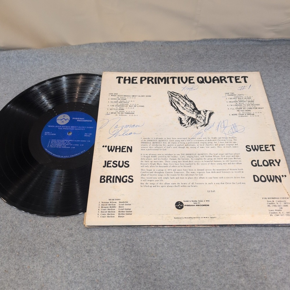 The Primitive Quartet Signed Vinyl When Jesus Brings Sweet Glory Down RS-149 LP - Picture 2 of 6